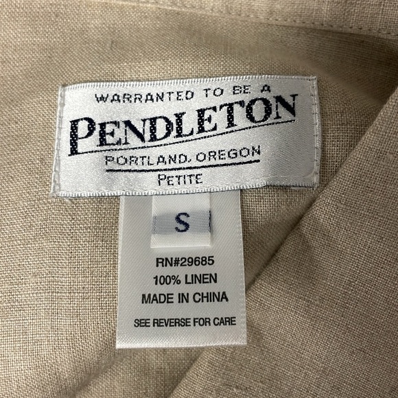 Pendleton Linen tan button blazer Jacket Sz Small Khaki Tan color Neutral Petite - Picture 4 of 4